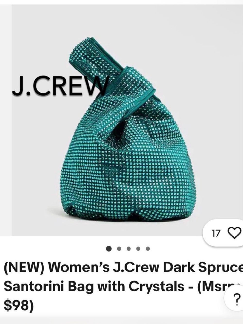 J. Crew Dark Spruce Santorini Crystal Knot Mini Bag